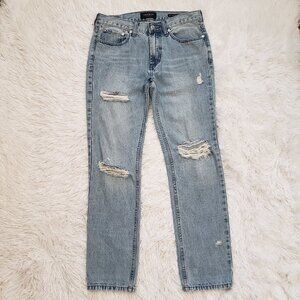 Pacsun Jeans Mens 30x30 Slim Fit Light Wash Distressed Destroyed Blue Denim